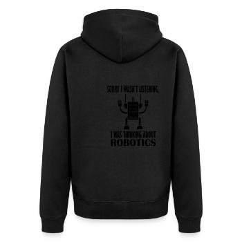 Mechaniker, Roboteringenieur, lustige Roboter - Unisex Premium Bio Zip Hoodie - Schwarz - Hinten - Nico (187cm)