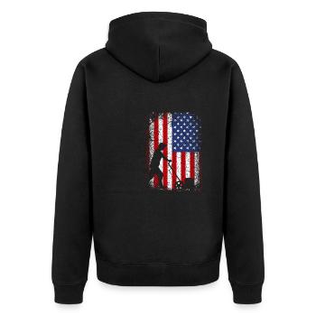 Usa american flag landscapers 4th of july - Unisex Premium Bio Zip Hoodie - Schwarz - Hinten - Nico (187cm)