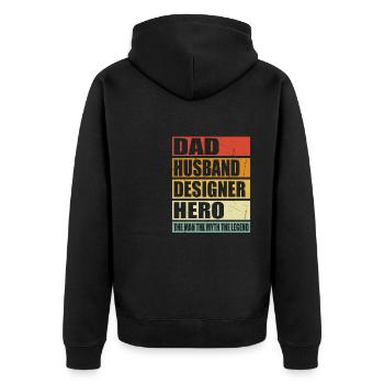 Vater Ehemann Designer Held - Unisex Premium Bio Zip Hoodie - Schwarz - Hinten - Nico (187cm)
