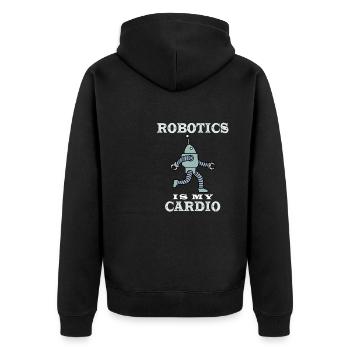 Robotik als Cardio Ironic Hobbyingenieur - Unisex Premium Bio Zip Hoodie - Schwarz - Hinten - Nico (187cm)