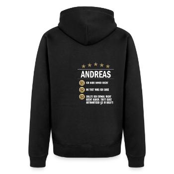 Andreas Habe immer Recht Namenstag - Unisex Premium Bio Zip Hoodie - Schwarz - Hinten - Nico (187cm)