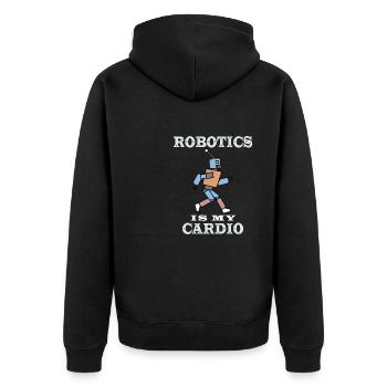 Robotik ist mein Cardio Mechanic Engineering - Unisex Premium Bio Zip Hoodie - Schwarz - Hinten - Nico (187cm)