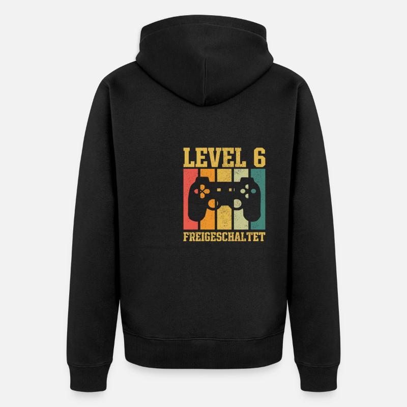 Level 6 freigeschaltet - Unisex Premium Bio Zip Hoodie - Schwarz
