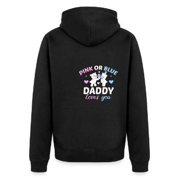 Pink or Blue Daddy Loves You Father Gender - Unisex Premium Organic Zip Hoodie - black - Back - Nico (187cm)
