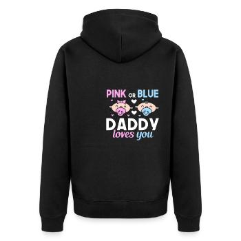 Pink Oder Blue Daddy Liebt Dich Vater Geschlecht - Unisex Premium Bio Zip Hoodie - Schwarz - Hinten - Nico (187cm)