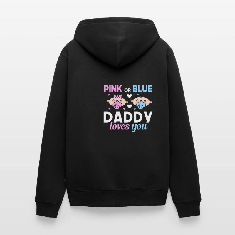 Pink Oder Blue Daddy Liebt Dich Vater Geschlecht Unisex Premium Bio Zip Hoodie