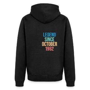 Octobre 1962 - Cadeau du 60e anniversaire. Légende. - Veste à capuche bio Premium Unisexe - noir - Dos - Nico (187cm)