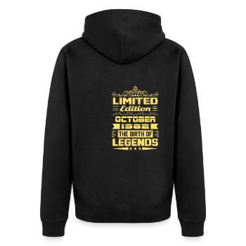 Oktober 1982 - 40. Geburtstag Geschenk. Legende. - Unisex Premium Bio Zip Hoodie - Schwarz - Hinten - Nico (187cm)