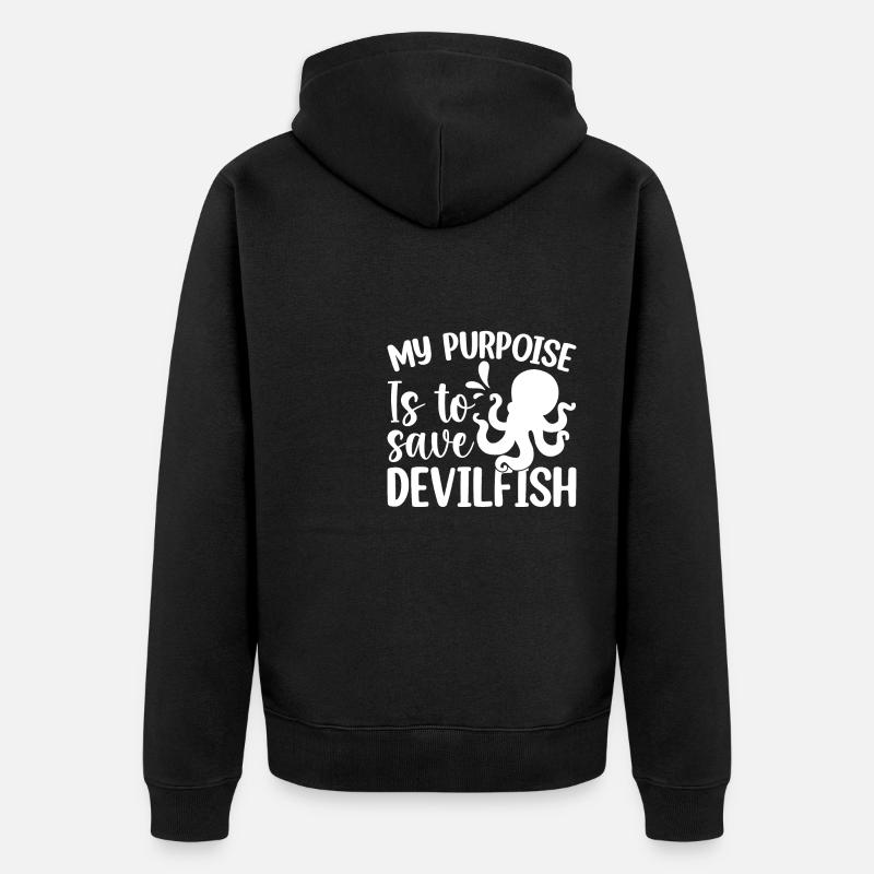 Teufelsfisch Teufelsbarsch - Unisex Premium Bio Zip Hoodie - Schwarz