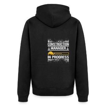 Construction manager in progress - Unisex Premium Organic Zip Hoodie - black - Back - Nico (187cm)
