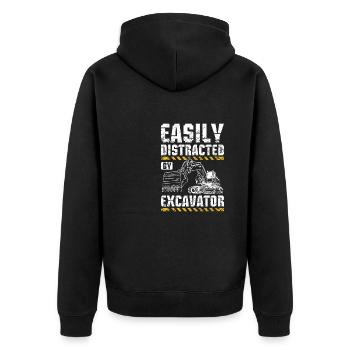 Facilement distrait par une excavatrice - Veste à capuche bio Premium Unisexe - noir - Dos - Nico (187cm)