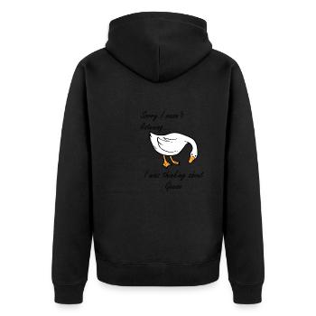 En pensant aux oies, à la nature, à l'oie - Veste à capuche bio Premium Unisexe - noir - Dos - Nico (187cm)