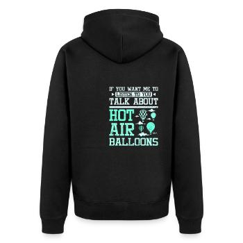 Talke about hot air balloons - Unisex Premium Bio Zip Hoodie - Schwarz - Hinten - Nico (187cm)
