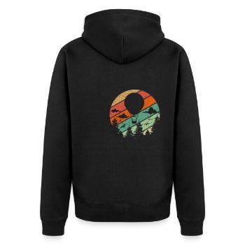Retro Vintage hot air balloon - Unisex Premium Bio Zip Hoodie - Schwarz - Hinten - Nico (187cm)