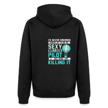 Sexy hot air balloon pilot - Unisex Premium Organic Zip Hoodie - black - Back - Nico (187cm)