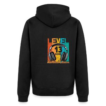 Gaming Birthday 13 Years Level 13 Complete - Unisex Premium Organic Zip Hoodie - black - Back - Nico (187cm)