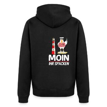 Moin Ihr Spacken Möwe Norddeutsch Plattdeutscher - Veste à capuche bio Premium Unisexe - noir - Dos - Nico (187cm)