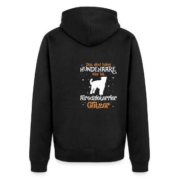 Airedale Terrier Geschenk Hunde - Unisex Premium Bio Zip Hoodie - Schwarz - Hinten - Nico (187cm)