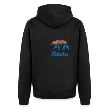 Vintage Idaho Power Bear Wald Grizzly stolz im Fre - Unisex Premium Bio Zip Hoodie - Schwarz - Hinten - Nico (187cm)