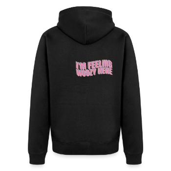 Ich Fühle Mich Woozy Hier Verrückter Geschenkwitz - Unisex Premium Bio Zip Hoodie - Schwarz - Hinten - Nico (187cm)
