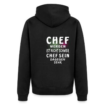 CHEF WERDEN IST NICHT SCHWER - Unisex Premium Bio Zip Hoodie - Schwarz - Hinten - Nico (187cm)