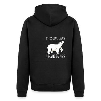 Mädchen mag Eisbären Wildnis Natur - Unisex Premium Bio Zip Hoodie - Schwarz - Hinten - Nico (187cm)
