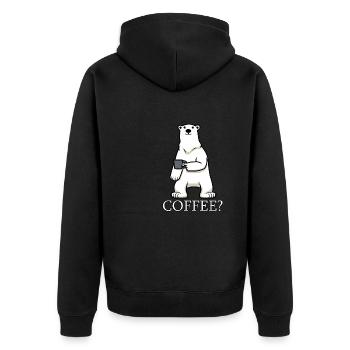 Eisbären und Kaffee Lazy Office Monday Müde - Unisex Premium Bio Zip Hoodie - Schwarz - Hinten - Nico (187cm)