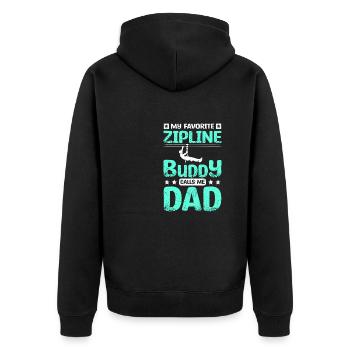 Mon copain de tyrolienne préféré m’appelle papa - Veste à capuche bio Premium Unisexe - noir - Dos - Nico (187cm)