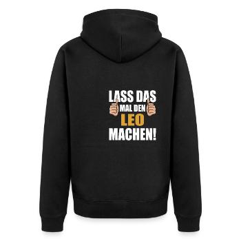Lass das mal den Leo machen - Unisex Premium Bio Zip Hoodie - Schwarz - Hinten - Nico (187cm)