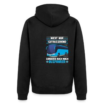 Busfahrer Bus Nicht nur gutaussehend - Unisex Premium Bio Zip Hoodie - Schwarz - Hinten - Nico (187cm)