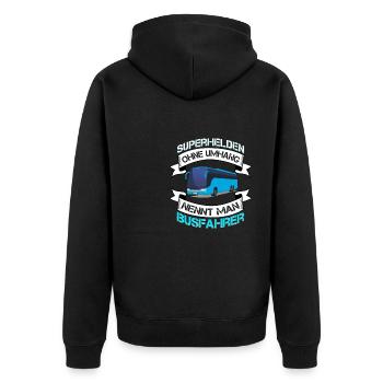 Bus Superhelden ohne Umhang nennt man Busfahrer - Unisex Premium Bio Zip Hoodie - Schwarz - Hinten - Nico (187cm)