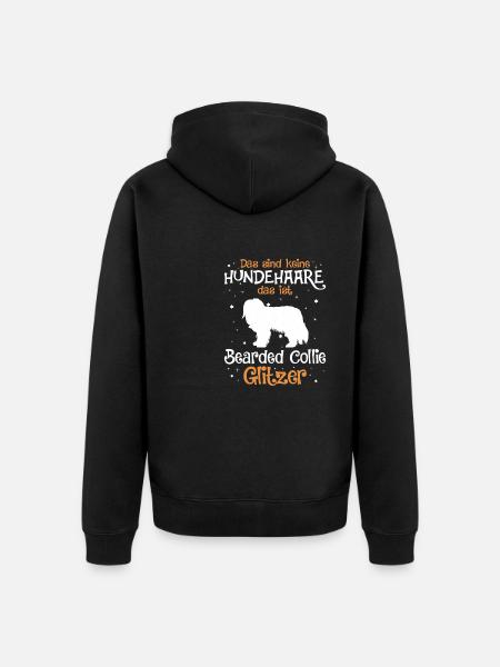 Bearded Collie Geschenk Hunde - Unisex Premium Bio Zip Hoodie - Schwarz