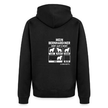 Bernhardiner Geschenk Hunde - Unisex Premium Bio Zip Hoodie - Schwarz - Hinten - Nico (187cm)