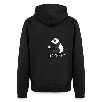 Pandas et Coffee Lazy Monday Work, dicton ironique - Veste à capuche bio Premium Unisexe - noir - Dos - Nico (187cm)