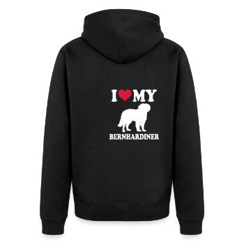 Bernhardiner Geschenk Hunde - Unisex Premium Bio Zip Hoodie - Schwarz - Hinten - Nico (187cm)