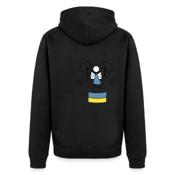 Ukrainian Flag Girl Wottwollmemes Funny - Unisex Premium Organic Zip Hoodie - black - Back - Nico (187cm)