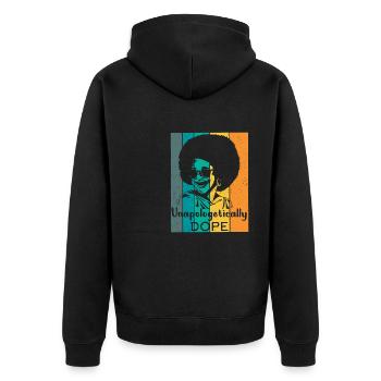 Unapologetic Black Afro-American - Unisex Premium Organic Zip Hoodie - black - Back - Nico (187cm)