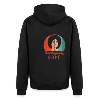 Unapologetic Black Afro-American - Unisex Premium Organic Zip Hoodie - black - Back - Nico (187cm)