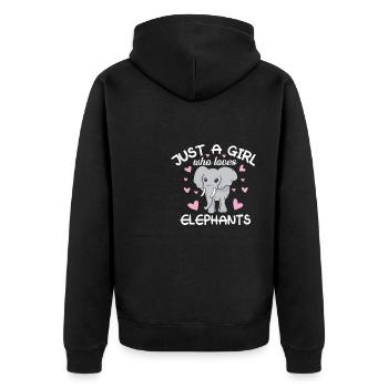 Juste une fille qui aime les éléphants - Veste à capuche bio Premium Unisexe - noir - Dos - Nico (187cm)