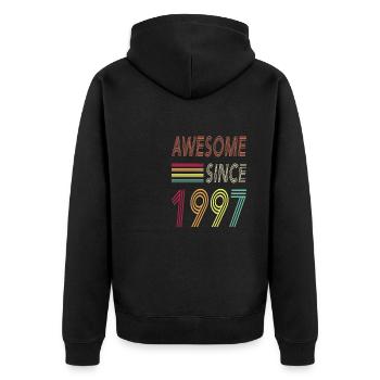 Awesome since 1997 - Unisex Premium Bio Zip Hoodie - Schwarz - Hinten - Nico (187cm)
