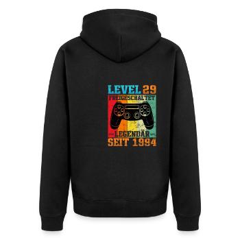 Gaming Geburtstag 1994 Level 29 - Unisex Premium Bio Zip Hoodie - Schwarz - Hinten - Nico (187cm)
