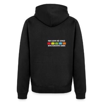 Man kann nie genug Werkzeugkästen haben - Unisex Premium Bio Zip Hoodie - Schwarz - Hinten - Nico (187cm)