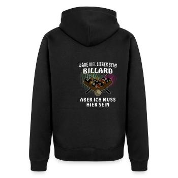 BILLARD - Unisex Premium Bio Zip Hoodie - Schwarz - Hinten - Nico (187cm)