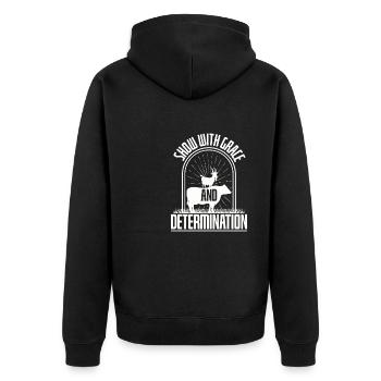 Show With Grace And Determination - Unisex Premium Organic Zip Hoodie - black - Back - Nico (187cm)