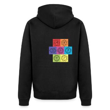 Vintage Chakra Signs Yoga Namaste - Unisex Premium Organic Zip Hoodie - black - Back - Nico (187cm)