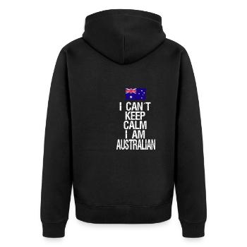 I can not Keep Calm I am Australier - Unisex Premium Bio Zip Hoodie - Schwarz - Hinten - Nico (187cm)