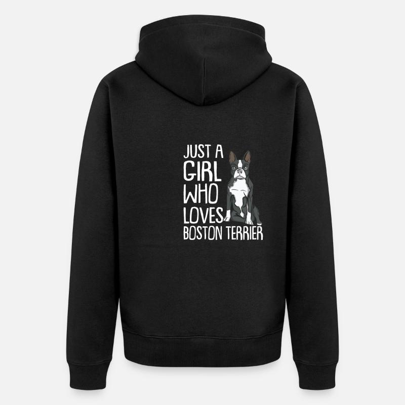 Boston Terrier Chiens cadeaux - Veste à capuche bio Premium Unisexe - noir