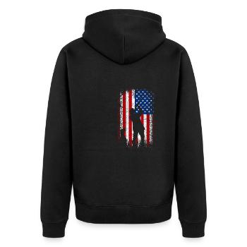 Usa American flag 4th of july Hunting - Unisex Premium Bio Zip Hoodie - Schwarz - Hinten - Nico (187cm)