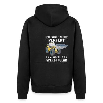 RADLADER ICH FAHRE NICHT PERFEKT ABER SPEKTAKU - Unisex Premium Bio Zip Hoodie - Schwarz - Hinten - Nico (187cm)