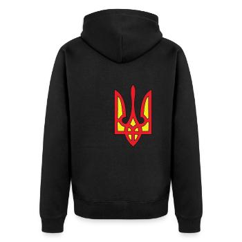 Ukrainisch Das Symbol Trident Fire Emblem - Unisex Premium Bio Zip Hoodie - Schwarz - Hinten - Nico (187cm)